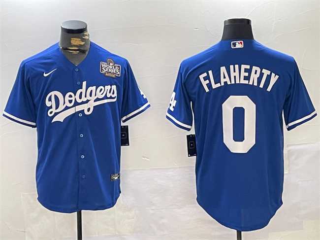 Men%27s Los Angeles Dodgers #0 Jack Flaherty Royal 2024 World Series Cool Base Stitched Jersey->los angeles dodgers->MLB Jersey